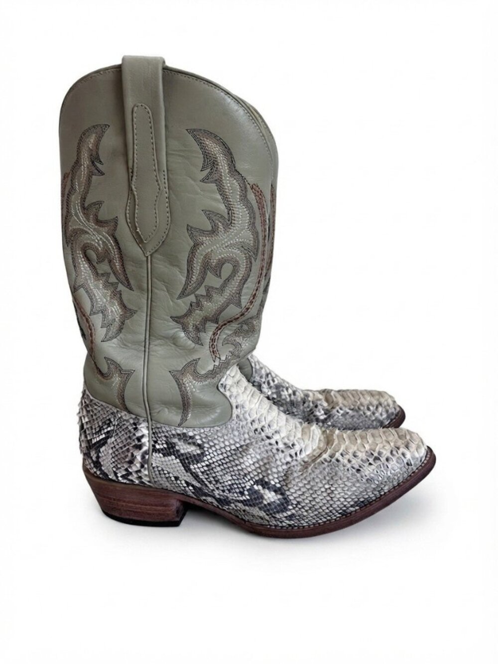 J.B. Dillon Men's Western Cowboy Boots Size 10.5 EE Python Green Leather Rare